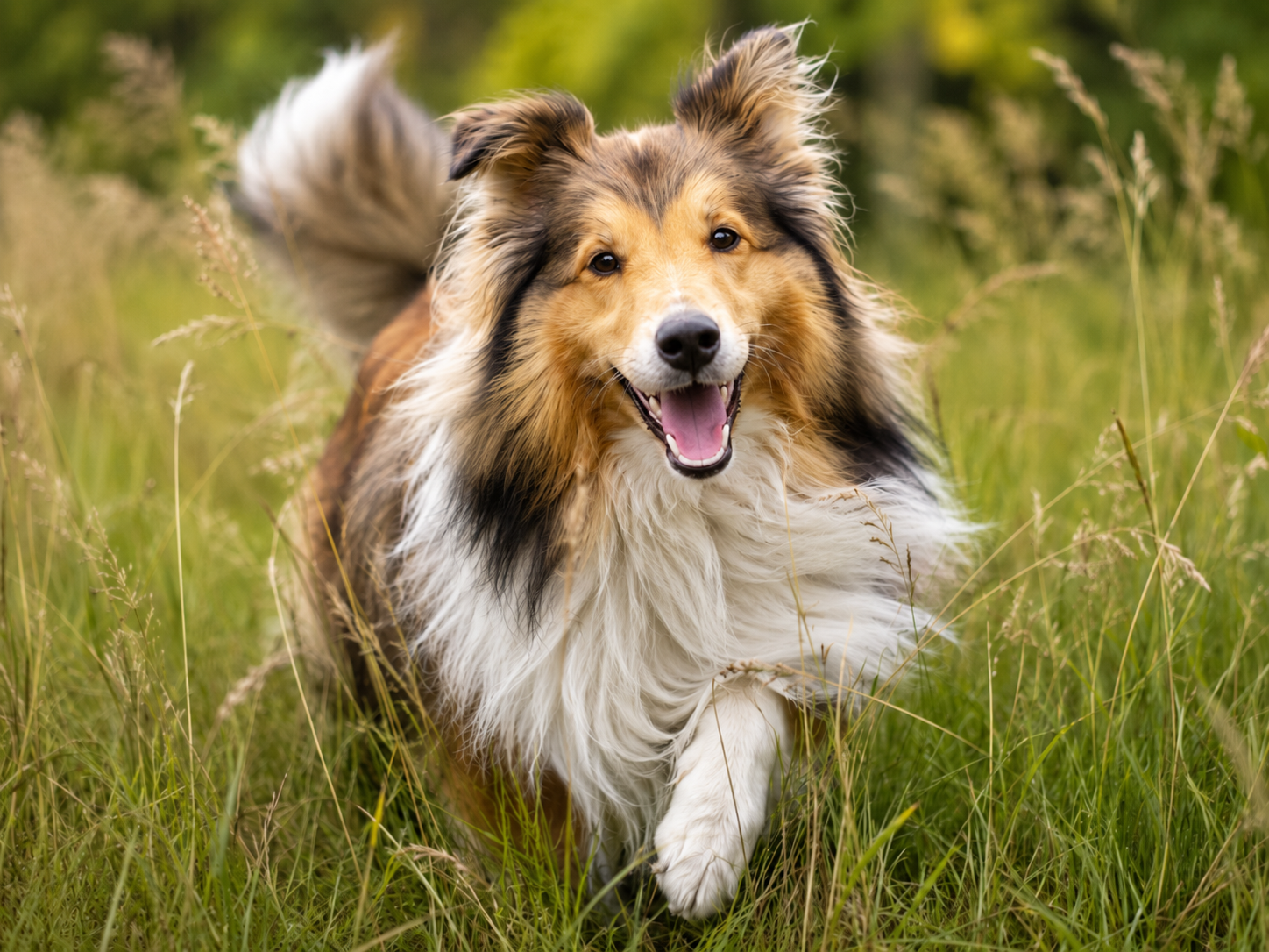 Hund mit langem Fell
